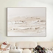 preiswerte Abstrakte Gemälde-3D gerahmte handgemalte strukturierte Wandkunst weißes minimalistisches Gemälde auf Leinwand Wabisabi trendige Wohnkultur Wohnzimmer Wandkunst modernes Gemälde fertig zum Aufhängen