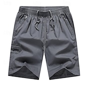 cheap Classic-Men&#039;s Cargo Shorts Shorts Hiking Shorts Elastic Waist Multi Pocket Plain Wearable Short Outdoor Daily Camping &amp; Hiking Fashion Classic Black Army Green