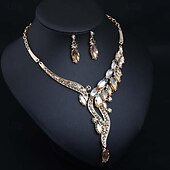 billige Smykkesett-Smykke Sett 3 stk Strass Legering Øredobber Halskjeder Dame Elegant Årgang Nydelig geometriske Geometrisk Form Smykkesett Til Bryllup Fest jubileum