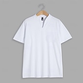 billiga grundläggande t-shirts-Herr T-shirt T-tröja Kortärmad V-hals Sommar Slät Mode Designer Grundläggande V-ringad Framficka Semester Utekväll Ledigt / vardag Svart Vit Blå Topp t-shirt för män