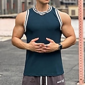 voordelige Hardloop T-shirts en Tanktops-Voor heren Training tanktop Hardlooptanktop Fitness tanktop Lapwerk Mouwloos Ves / Mouwloos Casual Sportkleding Effen Sneldrogend Zacht Ademend Sportschooltraining Wandelen Joggen Sportkleding