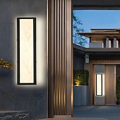 abordables luces de pared al aire libre-Aplique de pared exterior LED blanco cálido 42/63 cm 20 W IP65 apliques modernos iluminación de pared lámpara de patio luces rectangulares negras lámpara de pared de mármol para patio, porche, garaje