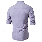 economico Casual da lavoro-Per uomo Camicia Camicia con colletto cinese Camicia con colletto alla coreana Camicia popover Maglietta informale Camicia di cotone A strisce Da mare Hawaiano Nero Bianco Rosa Viola Manica lunga A