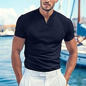 billiga grundläggande t-shirts-Herr T-shirt T-tröja Kortärmad V-hals Sommar Slät Mode Designer Grundläggande V-ringad Framficka Semester Utekväll Ledigt / vardag Svart Vit Blå Topp t-shirt för män