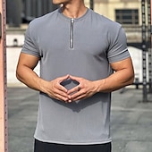 abordables Camisetas y Tops de Correr-Hombre Camiseta Running Cremallera de un cuarto Manga Corta Camiseta Casual Ropa Deportiva Transpirable Suave Entrenamiento de gimnasio Corriendo Paseo Ropa de deporte Ropa de Deporte Color sólido