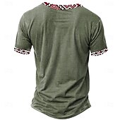 billige Etnisk stil-Herre Stamme Afrikansk mønster T skjorte Henly-skjorte Kortermet 3D-utskrift Designer Etnisk Avslappet Daglig Sommer Gul Grønn Kakifarget Henley Henley T-skjorte