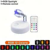 billige skap lys-13 farger rgb bildelys led trådløs skap spotlight med fjernkontroll batteridrevet vinkel justerbar atmosfære nattlampe galleri korridor gang stue soverom dekorasjon 1stk
