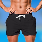 baratos shorts de natação masculinos-Homens Bermuda de Surf Shorts de Natação Calção Justo de Natação Com Cordão Cintura elástica Tecido Conforto Secagem Rápida Curto Feriado Praia Final de semana Moda Casual Preto Branco Micro-Elástica