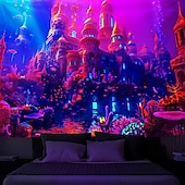 billige Blacklight -billedvev-blacklight billedvev uv reaktiv glød i mørket glød party neon manet fantasi undersjøisk natur psykedelisk trippy tåkete hengende billedvev veggkunst veggmaleri for stue soverom