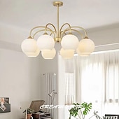 olcso Függőfények-led függőlámpa 65/85cm 6/8 fény század közepén modern e27 csillár nagy fehér gömb sputnik vintage sárgaréz süllyesztett mennyezeti lámpa konyhasziget függőlámpa matt üveggolyós függőlámpa 110-240v