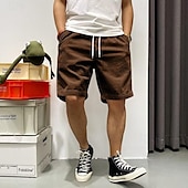 baratos Calções Estilo Casual-Homens Shorts de verão Shorts casuais Shorts de veludo cotelê Bolsos Com Cordão Cintura elástica Tecido Conforto Comprimento do joelho Ao ar livre Diário Moda Estilo Clássico Preto Amarelo
