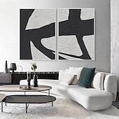 voordelige Abstracte schilderijen-zwart-wit olieverfschilderij handgemaakte wabi sabi abstracte olieverfschilderij wandkunst kunstwerk muurschildering moderne abstracte olieverfschilderij geometrische wandkunst schilderij voor