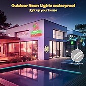 Недорогие Неоновые LED огни-Водонепроницаемая полоса неонового света 10 футов/20 футов, адресная радужная пиксельная подсветка RGB с панелью управления приложением 2,4 г, синхронизация управления музыкой со светодиодной неоновой