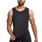 baratos Camisetas e Regatas de Corrida-Homens Camisola de alças do exercício Regata de Corrida Regata para Academia Sem Manga Colete Casual Roupa Esportiva Cor Sólida Secagem Rápida Macio Respirável Treino de Ginástica Caminhada Cooper
