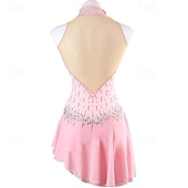 preiswerte Eiskunstlaufkleider-Eiskunstlaufkleid Damen Mädchen Eislaufen Kleider Rosa Patchwork Rückenfrei Gitter Spandex Hochelastisch Ausbildung Praxis Professionell Eiskunstlaufkleidung Klassisch Kristalle Langarm Eislaufen