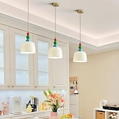 abordables Suspension-suspension led lumière 3 couleurs 19,5 cm 1 lumière créative en forme de chapeau lampe suspendue en verre abat-jour encastré plafonniers lustre de style minimaliste nordique étude de chevet chambre