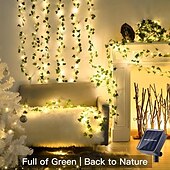 abordables Guirlandes solaires-Guirlande lumineuse solaire élégante pour réception de mariage, 100 LED – Guirlande lumineuse en lierre de 33 pieds, 8 modes, étanche, pour la décoration de la maison et du jardin