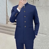 voordelige Heren Klassieke Blazers-Voor heren Blazer liiketoiminta Cocktailparty Bruiloft Modieus Casual Lente &amp; Herfst Polyester Effen nappi Zak Comfortabel Enkele rij knopen Blazer Zwart Wit Geel Rood
