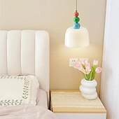 abordables Suspension-suspension led lumière 3 couleurs 19,5 cm 1 lumière créative en forme de chapeau lampe suspendue en verre abat-jour encastré plafonniers lustre de style minimaliste nordique étude de chevet chambre