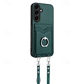 levne Pouzdra pro Samsung-telefon Carcasă Pro Samsung Galaxy S24 Ultra Plus S23 Ultra Plus S22 Plus Ultra A55 A35 A25 A15 5G A54 A34 A14 A53 A33 A23 A13 S25 Ultra Zadní kryt Držák na prsteny s Lanyardem Slot pro kartu Retro