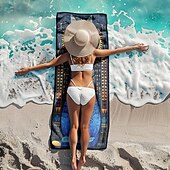 זול סטים של מגבות חוף-שמיכת חוף מגבת חוף מתייבשת במהירות הדפסת תלת מימד 100% מיקרו סיבי שמיכות רכות נוחות