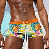 preiswerte Essen &amp; Getränke-Herren Frucht Ananas Zitronengelb Badehosen Badeshorts Boardshorts Mittlere Taille Mode Designer Surfen Ferien Strand Tasche Kordelzug Elastischer Bund Designer Bekleidung