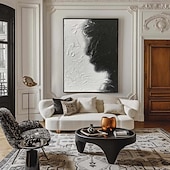 cheap People Paintings-Large handmade Abstract texture oil painting hand painted Wall Art  Texture oil painting Wall Art Black and White Abstract Lady Painting Modern  Wall Art black white painting  Wall Art