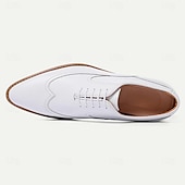 levne Klasické Společenské Boty-pánské prémiové boty z hovězí kůže bílé brogue oxford boty - elegantní šněrovací společenské boty pro formální příležitosti