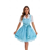 levne Dirndl-Plesová maškaráda Oktoberfest Šaty Cosplay kostým Trachtenkleader Služka Šaty němčina Mnichov Louky Dámské předvečer Všech svatých Šaty Tradiční Styl Tkanina Tričko Šaty Zástěra