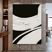abordables Peintures Abstraites-grande peinture à l&#039;huile de texture abstraite faite à la main art mural peint à la main peinture à l&#039;huile de texture art mural abstrait noir et blanc peinture blanche noire art mural moderne