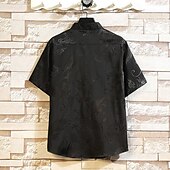 economico camicia da uomo con bottoni-Per uomo Camicia Camicia con colletto cinese Camicia con colletto alla coreana Camicia Estiva Camicia casual Camicia con Bottoni Nero Bianco Rosso Grigio Manica Corta Semplice Collo alla coreana