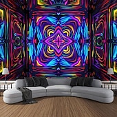 levne Tapiserie Blacklight-blacklight gobelín uv reaktivní záře ve tmě záře party neon psychedelický trippy misty závěsný gobelín sova nástěnná malba pro obývací pokoj ložnice