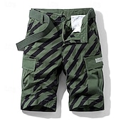 billige Klassisk-Herre Taktiske shorts Cargoshorts Shorts Knapper Multi lomme Stripe Anvendelig Knelengde utendørs Daglig Camping &amp; Vandring Mote Klassisk Svart Militærgrønn