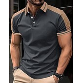 olcso Férfi klasszikus póló-Férfi Button Up Polos Golfing Hétköznapi Szabadság Hajtóka Rövid ujjú Divat Alap Színes Kollázs Hímzett Nyár Normál Bor Fekete Sötétkék Lóhere Világoskék Szürke Button Up Polos