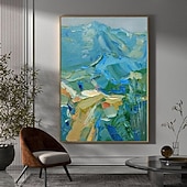 billiga Oljemålningar-stor original oljemålning på duk handmålad bergsoljemålning vardagsrum väggkonst handmålad tung texturerad oljemålning inramad redo att hängas