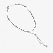 abordables Colliers-Collier Pendentif Perle Strass Femme Elégant simple Franges Mariage En forme de Y Colliers Tendance Pour Mariage Soirée