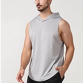 baratos Tops-Homens Camiseta Colete de Trilha Sem Manga Com Capuz Malha Íntima Camisa sem mangas Colete superior Ao ar livre Secagem Rápida Macio Redutor de Suor Verão Poliéster Preto Branco Azul Marinho