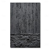 abordables Peintures Abstraites-Peinture à l&#039;huile faite à la main, décoration murale en toile noire, texture simple, abstraite pour la décoration intérieure, peinture roulée sans cadre, non étirée