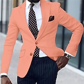 abordables Blazers Clásicos para Hombres-Hombre Graduación chaqueta Negocio Fiesta de Cóctel Fiesta de Boda Moda Casual Primavera &amp; Otoño Poliéster TR Plano Botones Bolsillo Cómodo Botonadura Simple Chaqueta de sport Azul Real Azul Piscina