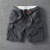 cheap Outdoor-Men&#039;s Tactical Shorts Cargo Shorts Shorts Buttons Drawstring Multi Pocket Plain Wearable Short Outdoor Daily Camping &amp; Hiking Fashion Classic Black White