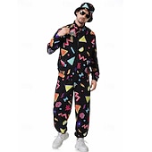 billiga Outfits-Retro / vintage 80-talet Hiphop Kläder Tillbehör set Sportkläder Disk Maskeradkläder Herr Karnevalsdräkt Halloween Karnival Nyår Fest / afton Prideparad Pride månad Vuxna Topp Byxor Armband Alla