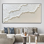 preiswerte Abstrakte Gemälde-weiße Wellen abstrakte Malerei handgemachte weiße Wand Kunst horizontale Malerei Kunst weiß strukturierte Welle Malerei Wand Kunst weiß Leinwand Ölgemälde Wand Kunst weiß abstrakte Ozean Wand Kunst