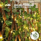 abordables Guirlandes solaires-Guirlande lumineuse solaire élégante pour réception de mariage, 100 LED – Guirlande lumineuse en lierre de 33 pieds, 8 modes, étanche, pour la décoration de la maison et du jardin