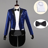 cheap Outfits-Retro Vintage Disco 1980s Tuxedo Suits &amp; Blazers Tailcoat Disco Sequins Men&#039;s Masquerade Party / Evening Pride Parade Pride Month Adults&#039; Coat