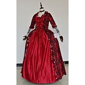 billige Kjoler-Rokoko Victoriansk Renessanse Gulvlengde Kjoler Party-kostyme Maskerade Store størrelser Normal Puffermer Kjegle Erme Prinsesse Blonder Slitasje Årgang Ballkjole Firkantet hals Kostyme Dame Royal Jul