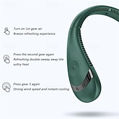 cheap Fans-5000mAh Hanging Neck Fan – Portable Folding Bladeless Air Cooler, USB Type-C Rechargeable for Sports &amp; Travel