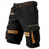 cheap Classic-Men&#039;s Cargo Shorts Shorts Casual Shorts Multi Pocket Straight Leg Fake Zipper Pocket Plain Comfort Knee Length Casual Daily Holiday Fashion Streetwear Black Green Micro-elastic