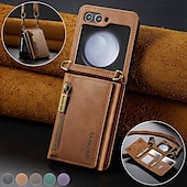 economico Cover Samsung-telefono Custodia Per Samsung Galaxy Z Flip 7 Z Flip 5 Z Flip 4 Z Flip 3 Copertura Posteriore con Supporto Magnetico Cerniera Retrò TPU PC Pelle PU