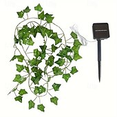 abordables Guirlandes solaires-Guirlande lumineuse solaire élégante pour réception de mariage, 100 LED – Guirlande lumineuse en lierre de 33 pieds, 8 modes, étanche, pour la décoration de la maison et du jardin