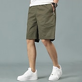 baratos Clássico-Homens Shorts táticos Bermuda Cargo Calção Com Cordão Cintura elástica Bolso multi Tecido Vestível Comprimento do joelho Ao ar livre Diário Acampar e Caminhar Moda Clássico Preto Amarelo